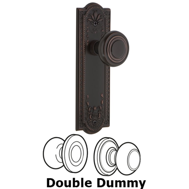Double Dummy Set - Meadows Plate with Deco Door Knob in Timeless Bronze