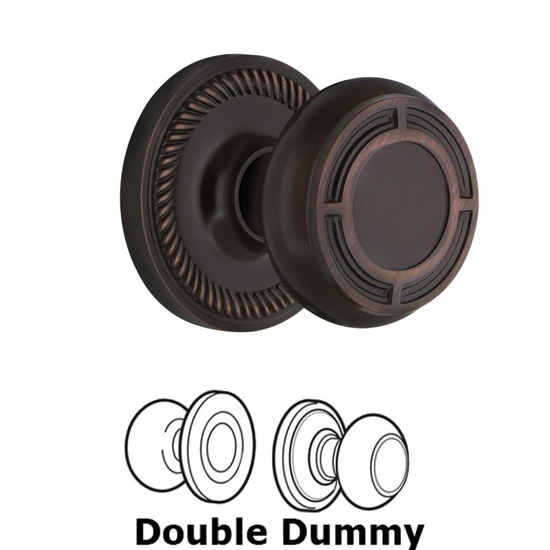 Double Dummy Set - Rope Rosette with Mission Door Knob in Timeless Bronze