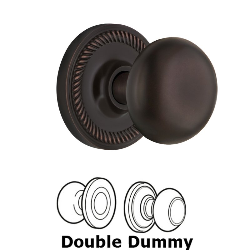 Double Dummy Set - Rope Rosette with New York Door Knobs in Timeless Bronze