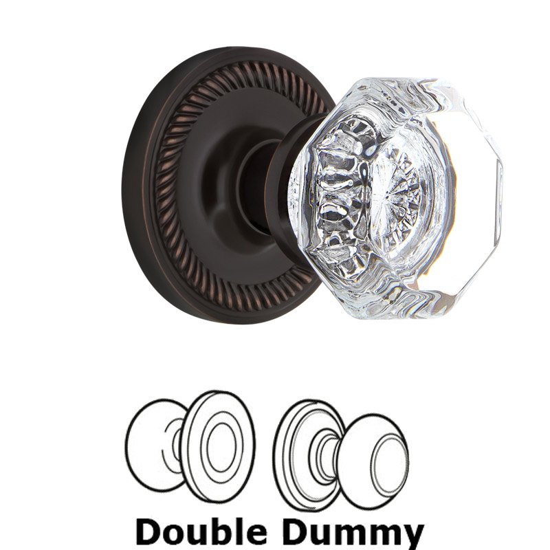 Double Dummy Set - Rope Rosette with Waldorf Door Knob in Timeless Bronze