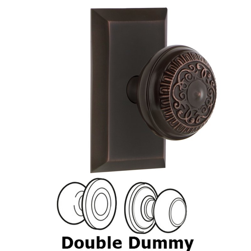 Double Dummy Set - Studio Plate with Egg & Dart Door Knob in Timeless Bronze