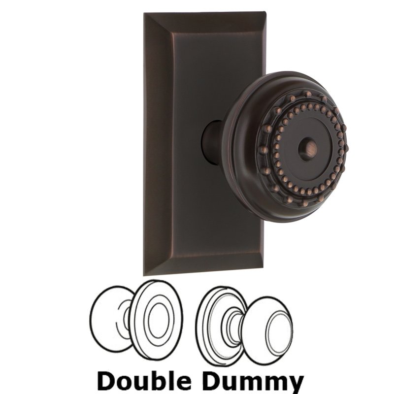 Double Dummy Set - Studio Plate with Meadows Door Knob in Timeless Bronze