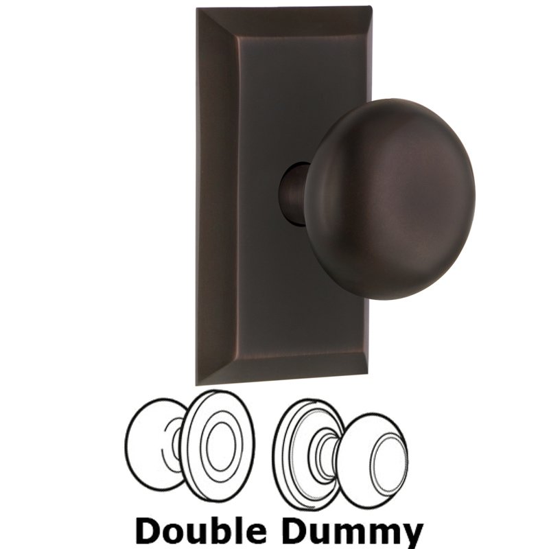 Double Dummy Set - Studio Plate with New York Door Knobs in Timeless Bronze