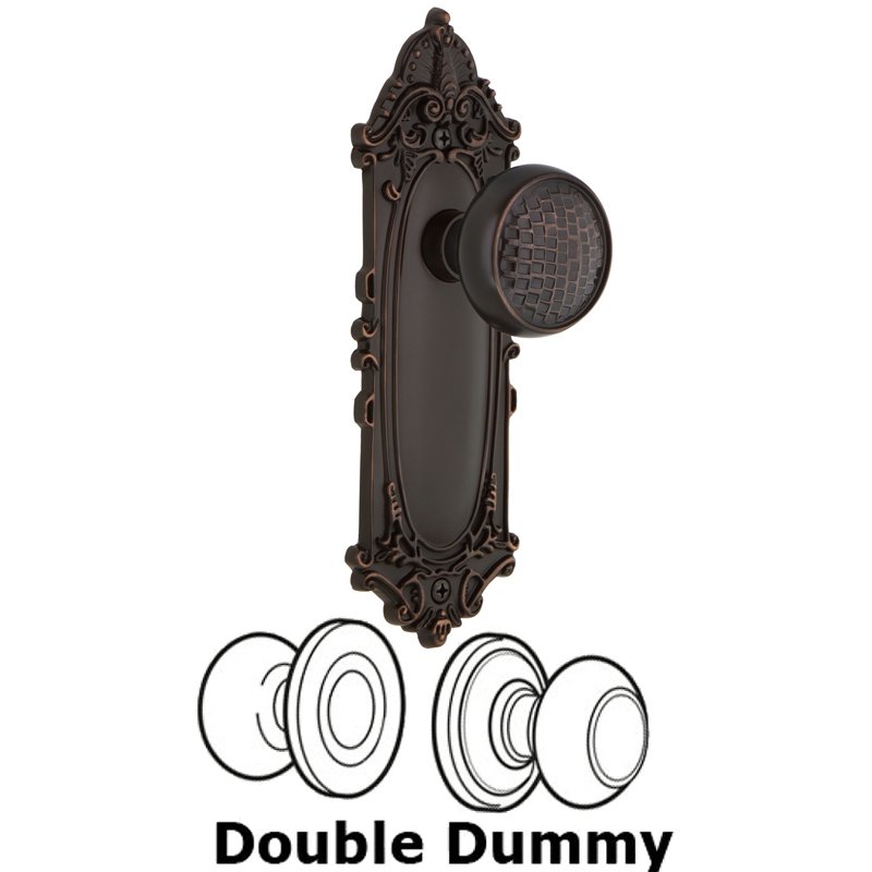 Double Dummy Set - Victorian Plate with Craftsman Door Knob in Timeless Bronze