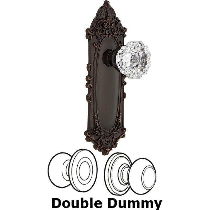 Double Dummy Set - Victorian Plate with Crystal Glass Door Knob in Timeless Bronze