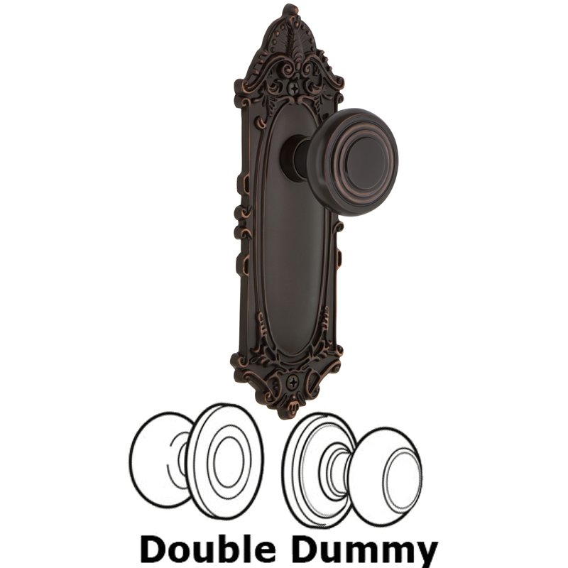 Double Dummy Set - Victorian Plate with Deco Door Knob in Timeless Bronze