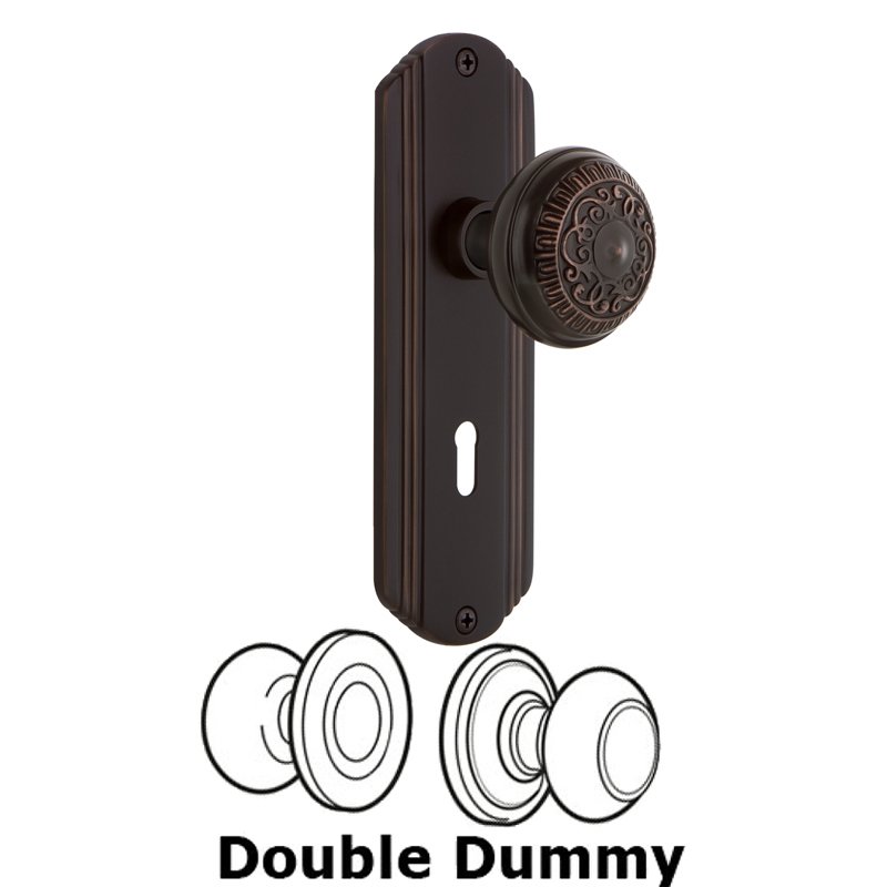 Double Dummy Set with Keyhole - Deco Plate with Egg & Dart Door Knob in Timeless Bronze