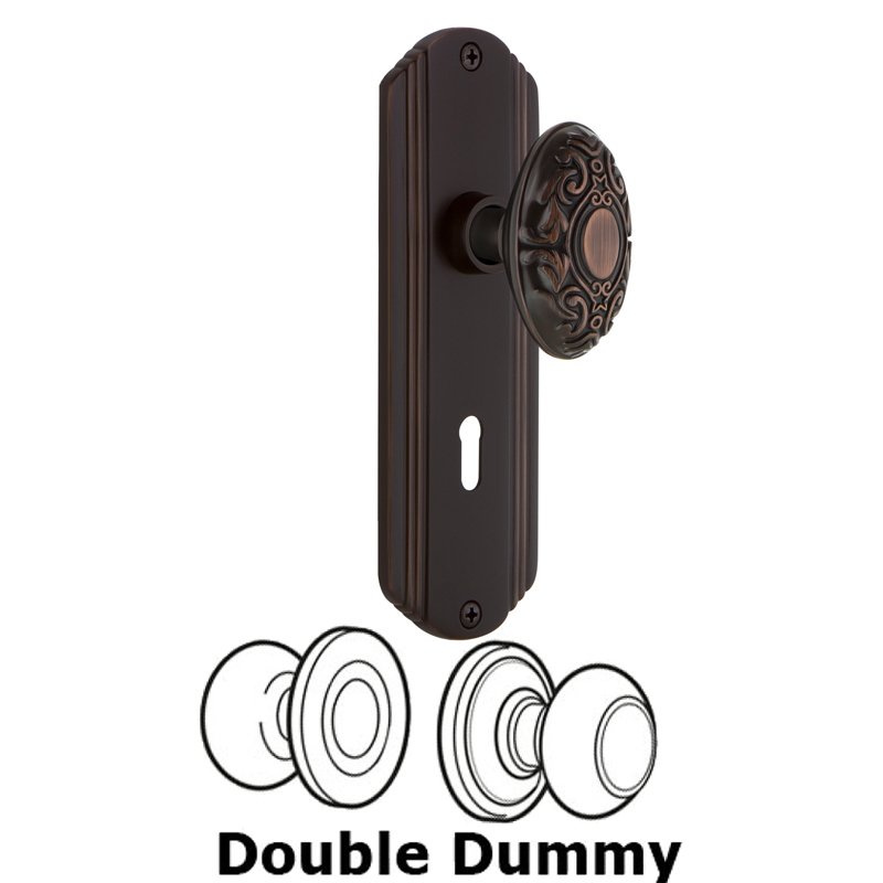 Double Dummy Set with Keyhole - Deco Plate with Victorian Door Knob in Timeless Bronze