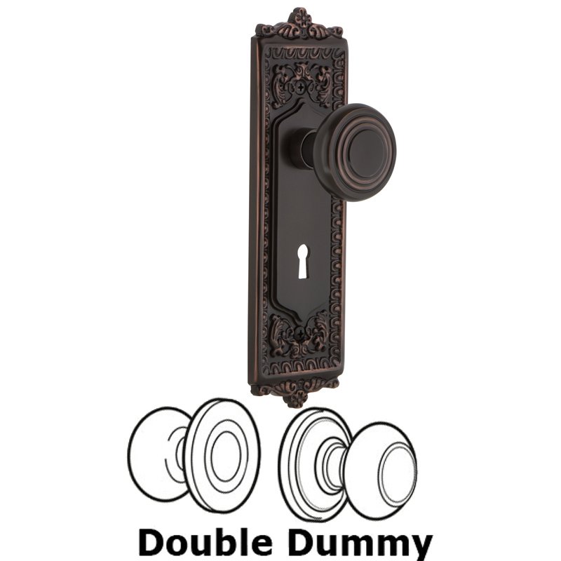 Double Dummy Set with Keyhole - Egg & Dart Plate with Deco Door Knob in Timeless Bronze