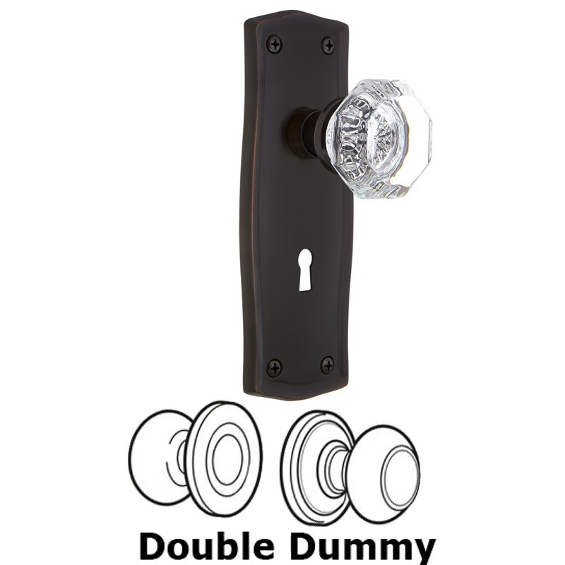 Double Dummy Set with Keyhole - Prairie Plate with Waldorf Door Knob in Timeless Bronze