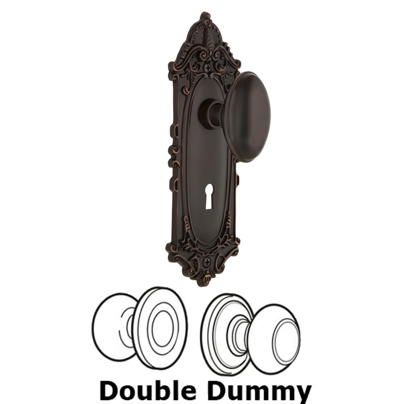 Double Dummy Set with Keyhole - Victorian Plate with Homestead Door Knob in Timeless Bronze