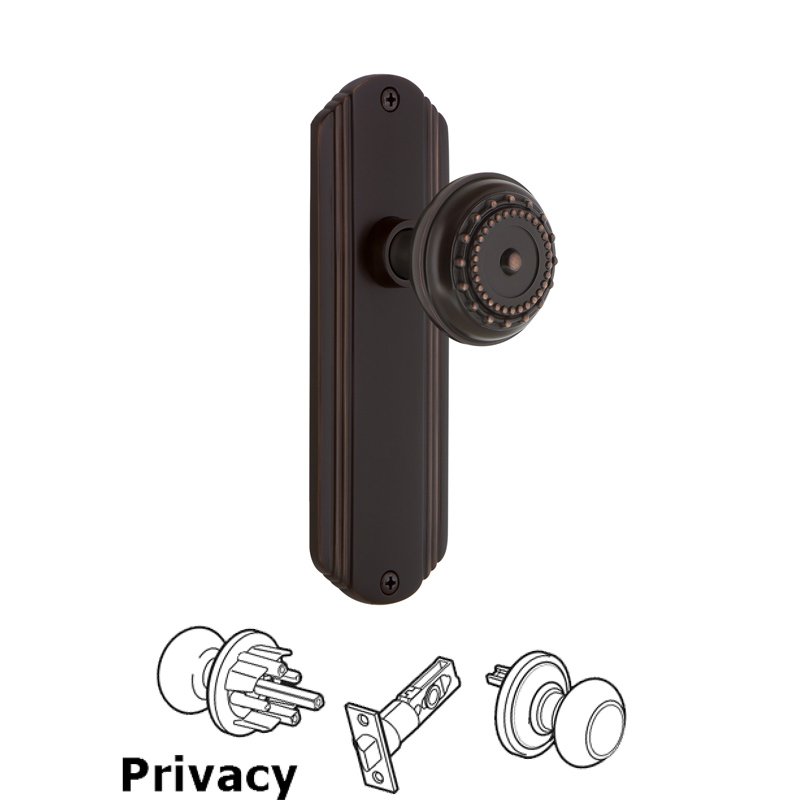 Complete Privacy Set - Deco Plate with Meadows Door Knob in Timeless Bronze