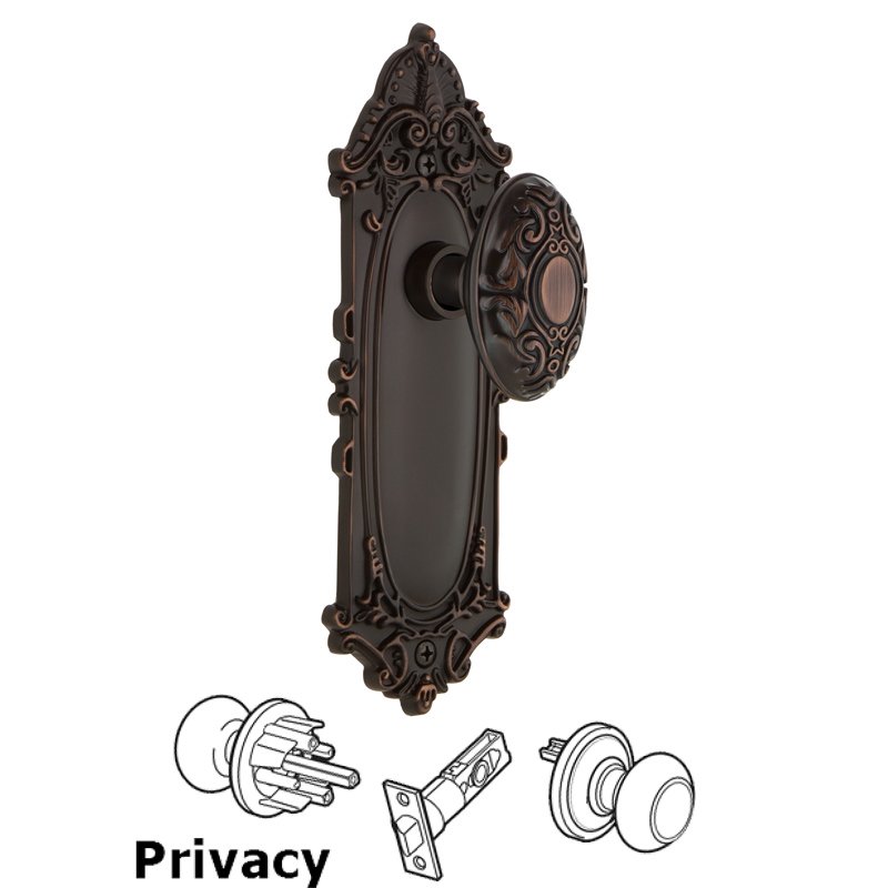 Privacy Victorian Plate with Victorian Door Knob in Timeless Bronze