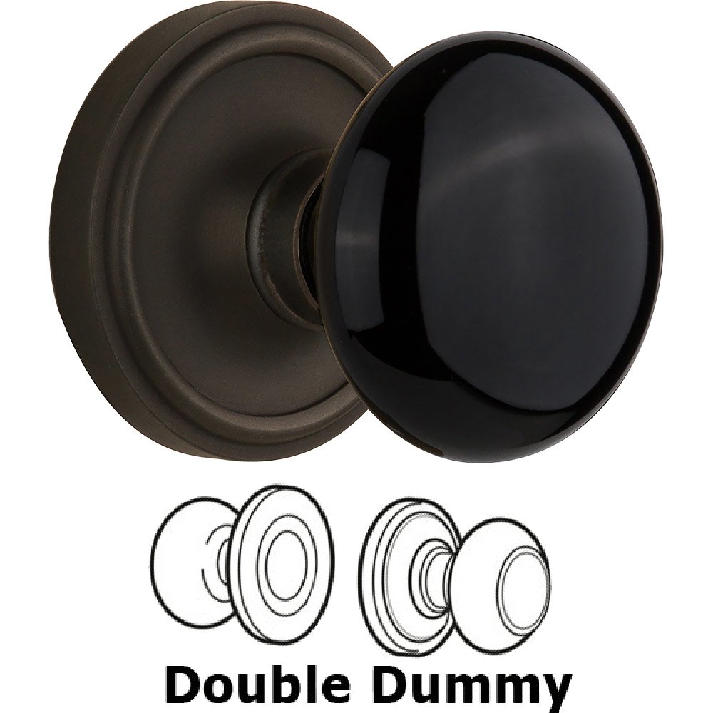 Double Dummy Classic Rose with Black Porcelain Knob in Oil Rubbed Bronze