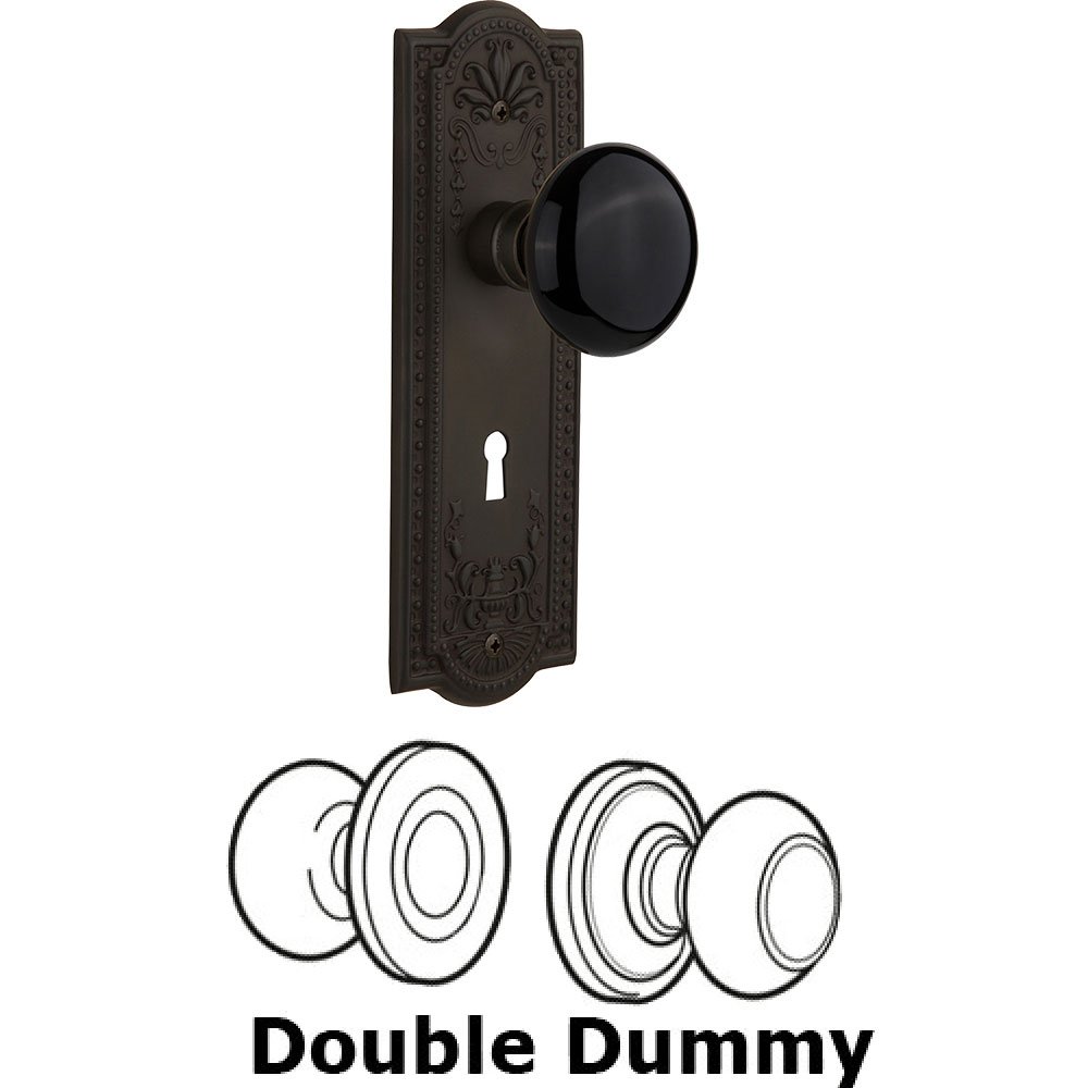 Double Dummy - Meadows Plate with Black Porcelain Knob with Keyhole in Oil Rubbed Bronze