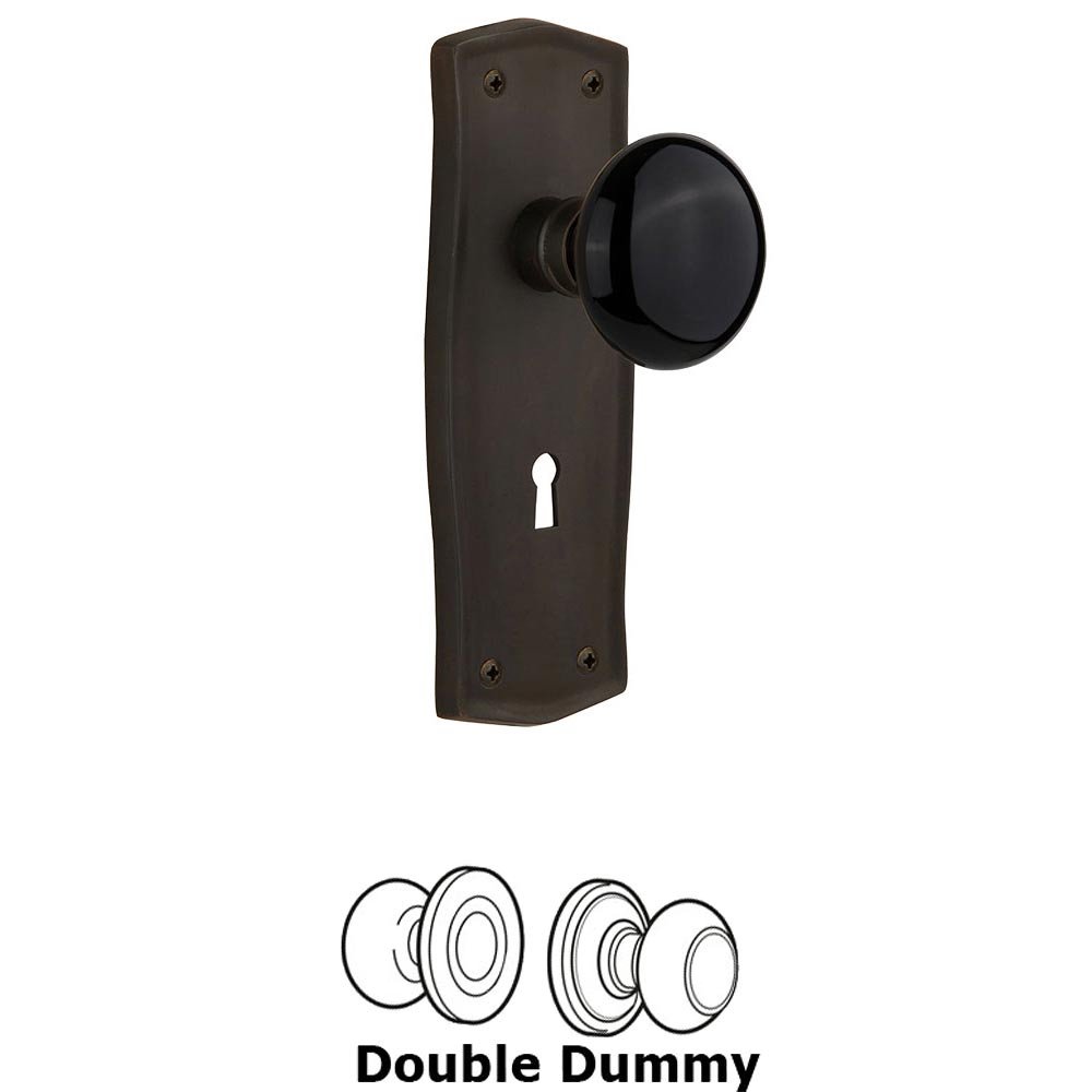 Double Dummy - Prairie Plate with Black Porcelain Knob with Keyhole in Oil Rubbed Bronze