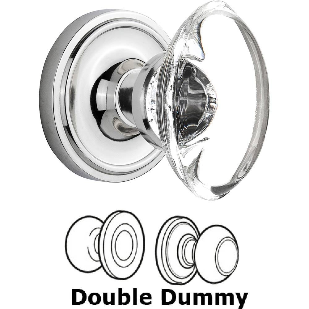 Double Dummy Classic Rose with Oval Clear Crystal Knob in Bright Chrome
