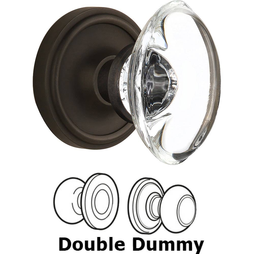 Double Dummy Classic Rose with Oval Clear Crystal Knob in Oil Rubbed Bronze