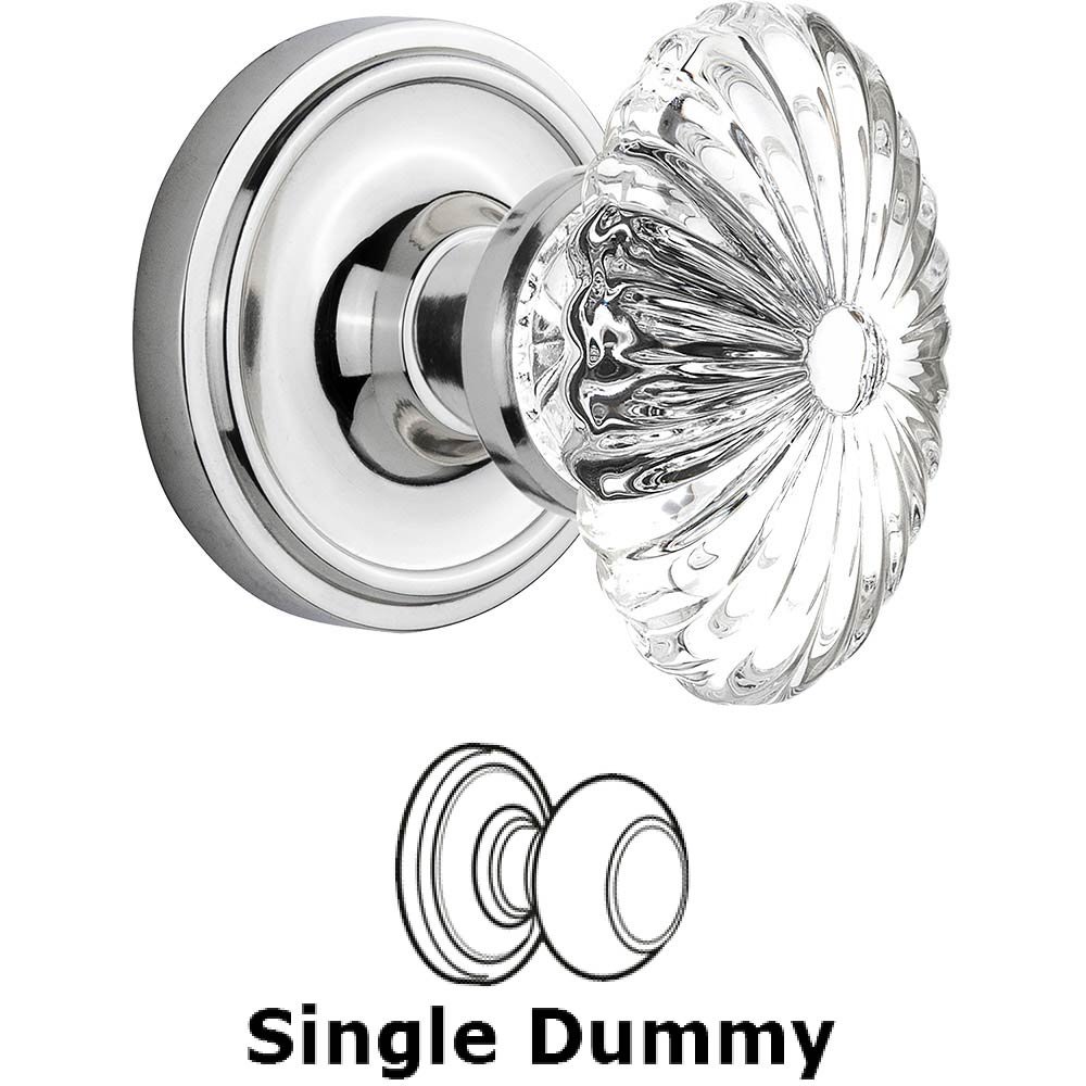 Single Dummy Classic Rose with Oval Fluted Crystal Knob in Bright Chrome
