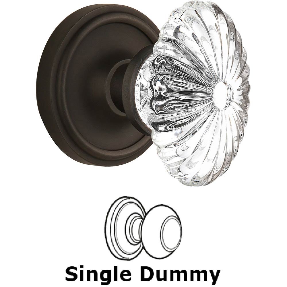 Single Dummy Classic Rose with Oval Fluted Crystal Knob in Oil Rubbed Bronze