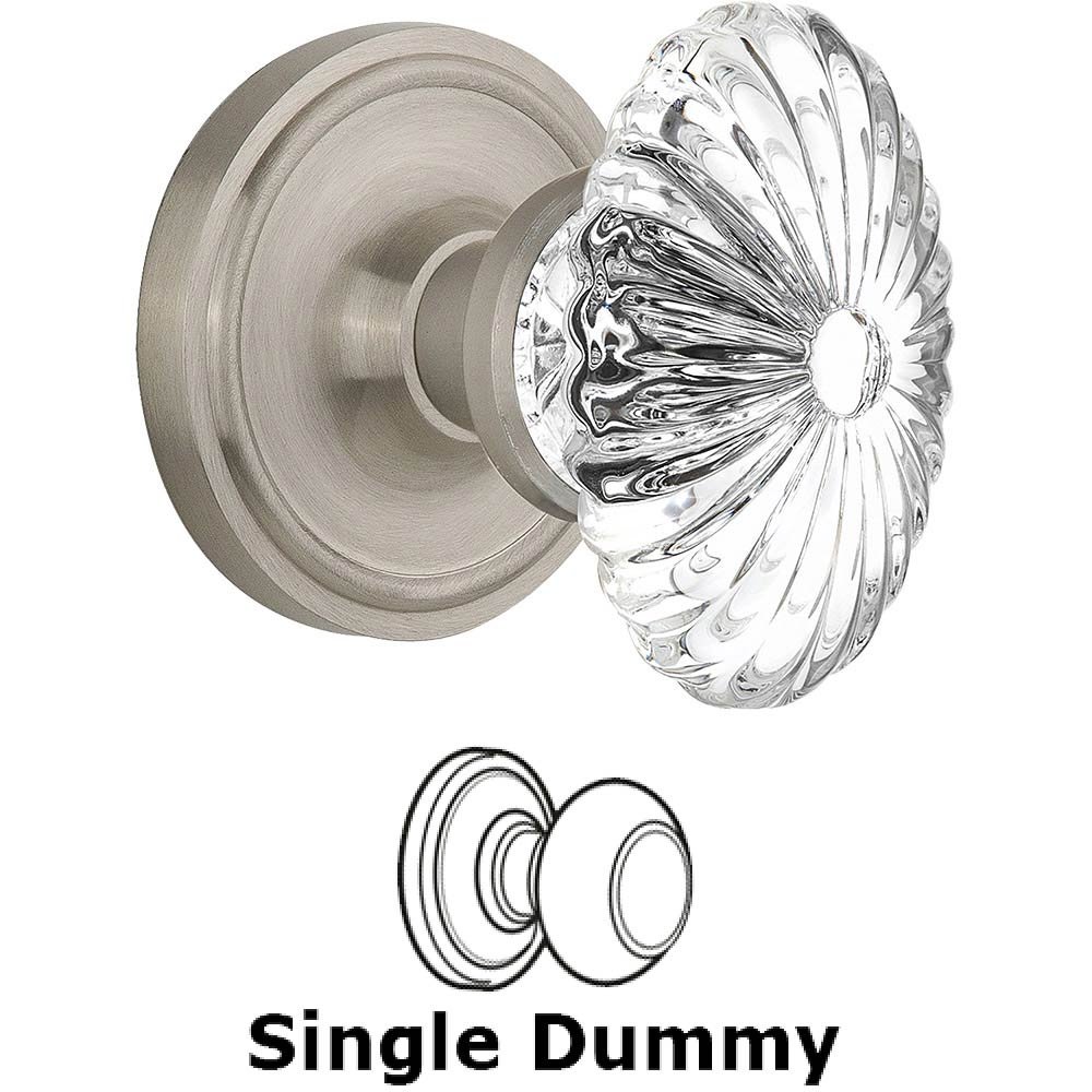 Single Dummy Classic Rose with Oval Fluted Crystal Knob in Satin Nickel