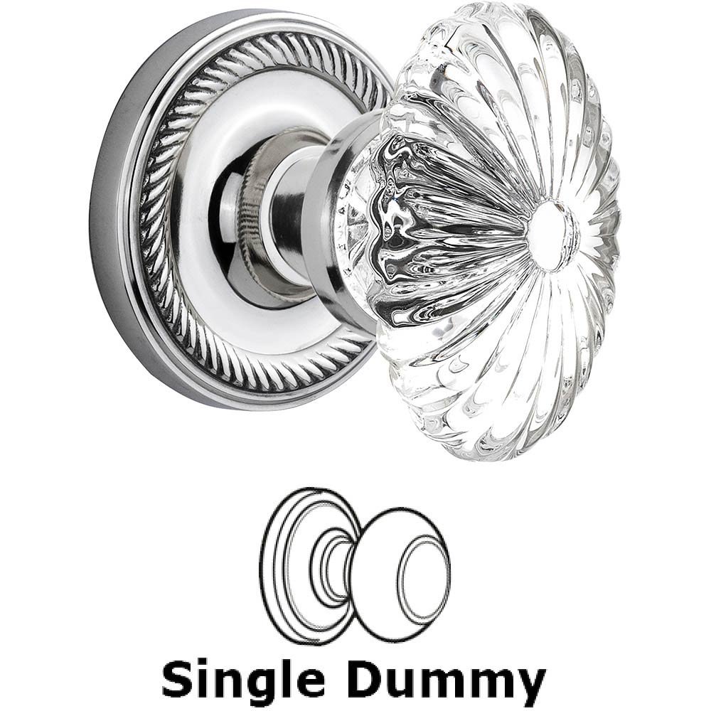 Single Dummy - Rope Rose with Oval Fluted Crystal Knob in Bright Chrome