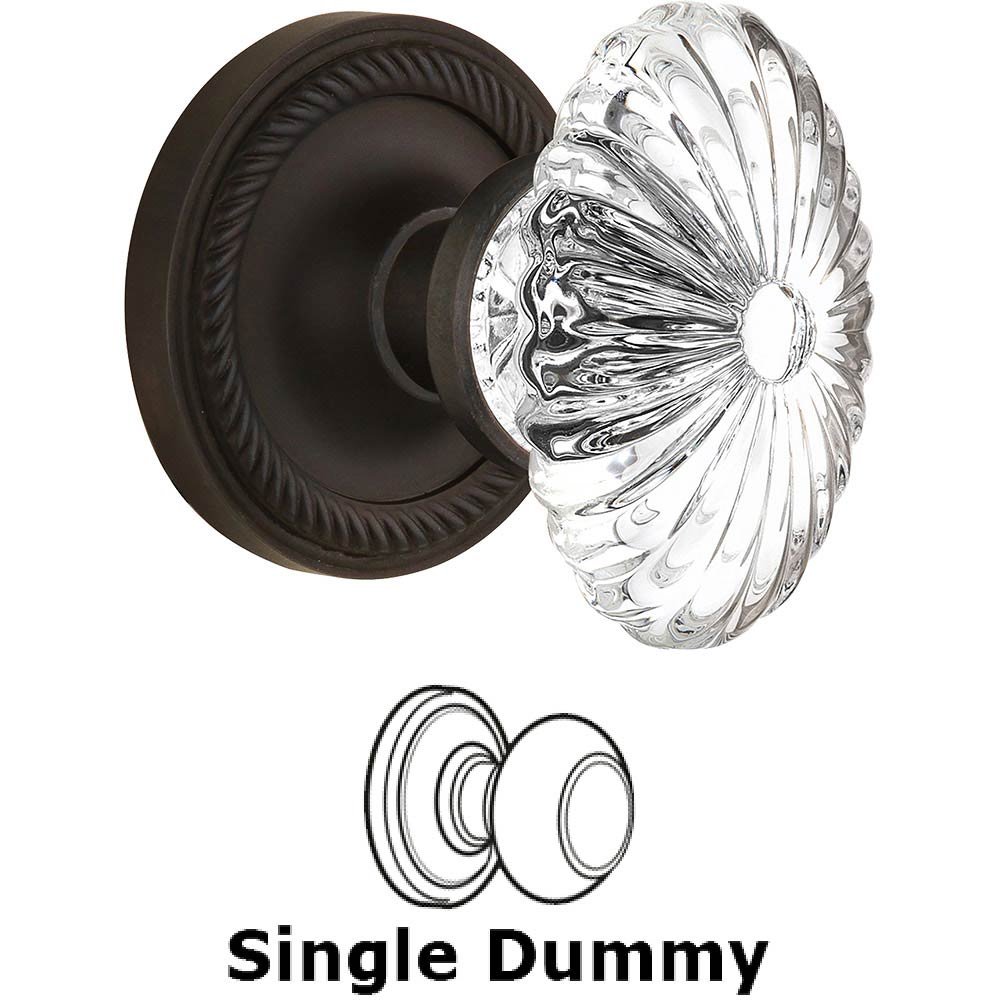 Single Dummy - Rope Rose with Oval Fluted Crystal Knob in Oil Rubbed Bronze