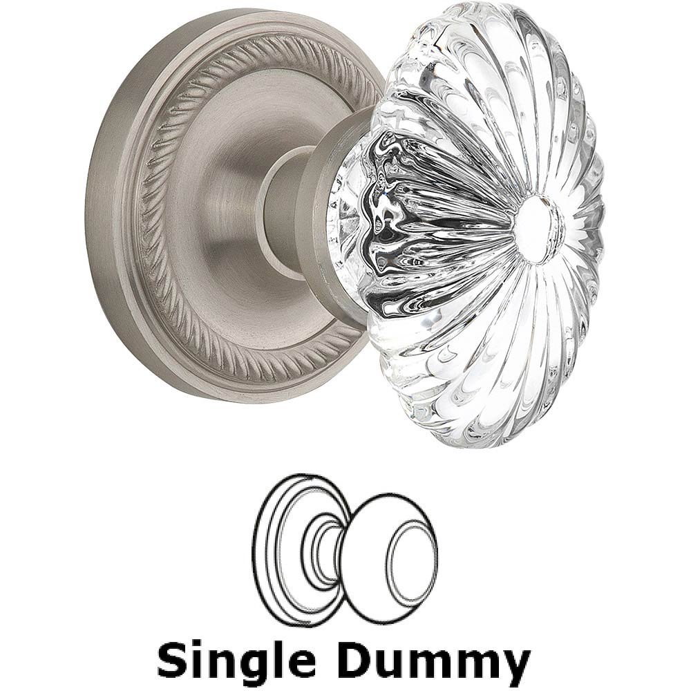 Single Dummy - Rope Rose with Oval Fluted Crystal Knob in Satin Nickel
