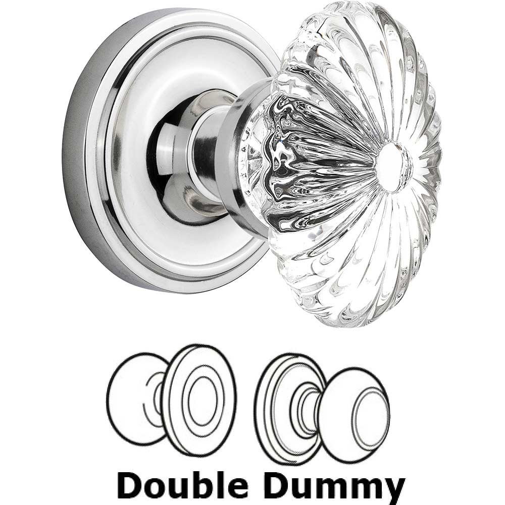 Double Dummy Classic Rose with Oval Fluted Crystal Knob in Bright Chrome