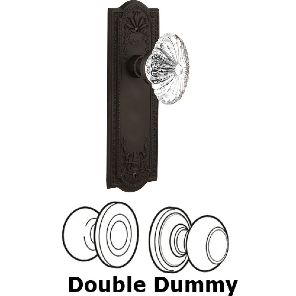 Double Dummy - Meadows Plate with Oval Fluted Crystal Knob without Keyhole in Oil Rubbed Bronze