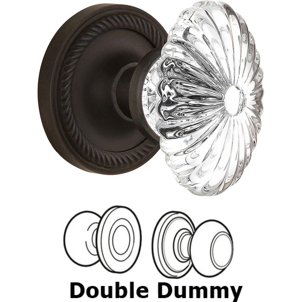 Double Dummy - Rope Rose with Oval Fluted Crystal Knob in Oil Rubbed Bronze