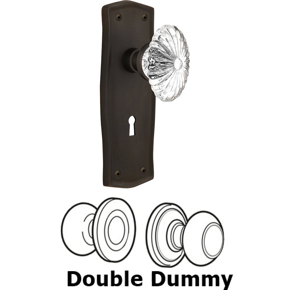 Double Dummy - Prairie Plate with Oval Fluted Crystal Knob with Keyhole in Oil Rubbed Bronze