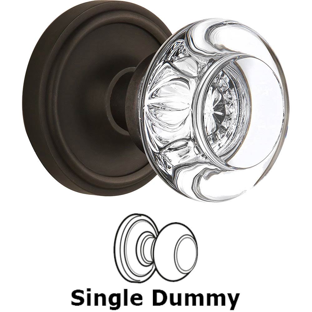 Single Dummy Classic Rose with Round Clear Crystal Knob in Oil Rubbed Bronze
