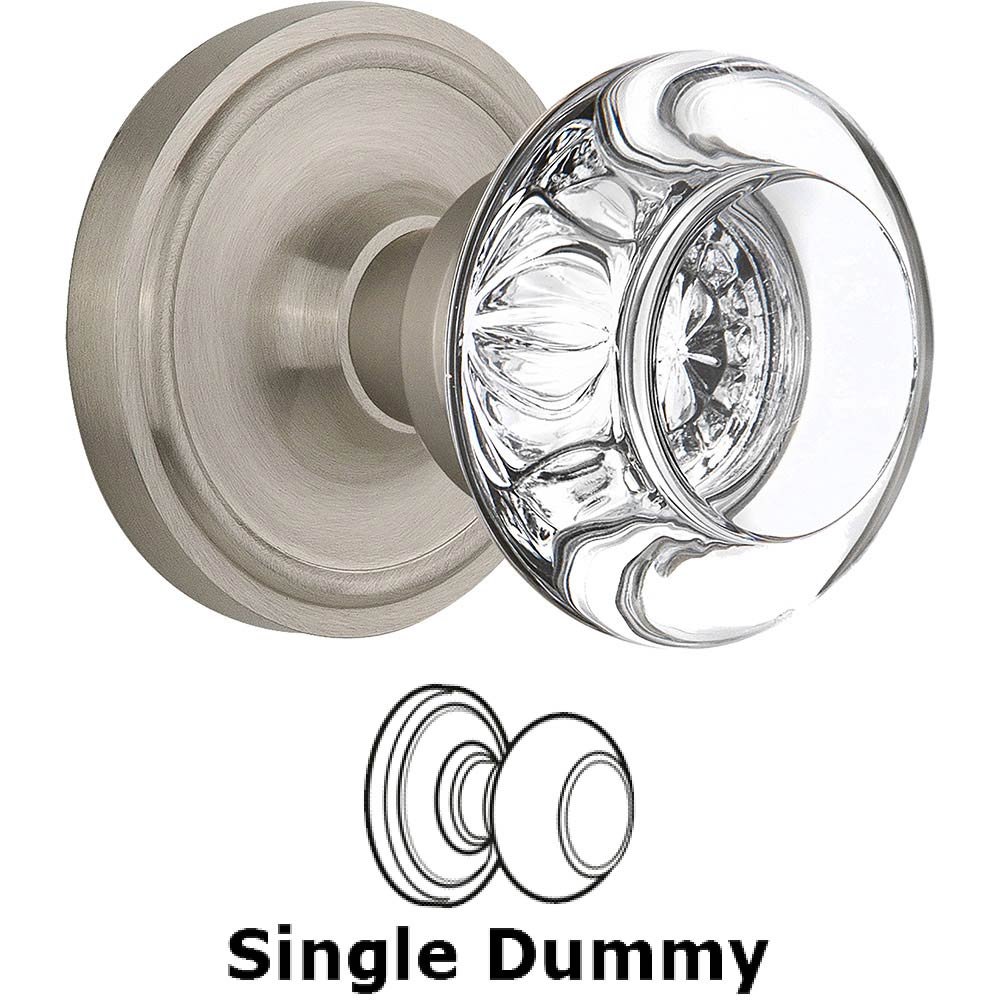 Single Dummy Classic Rose with Round Clear Crystal Knob in Satin Nickel