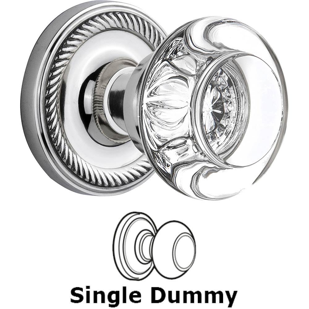 Single Dummy - Rope Rose with Round Clear Crystal Knob in Bright Chrome