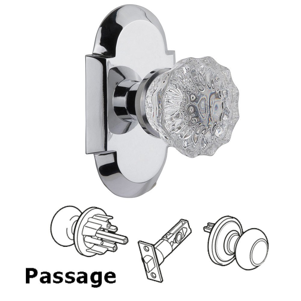 Passage Cottage Plate with Crystal Knob in Bright Chrome