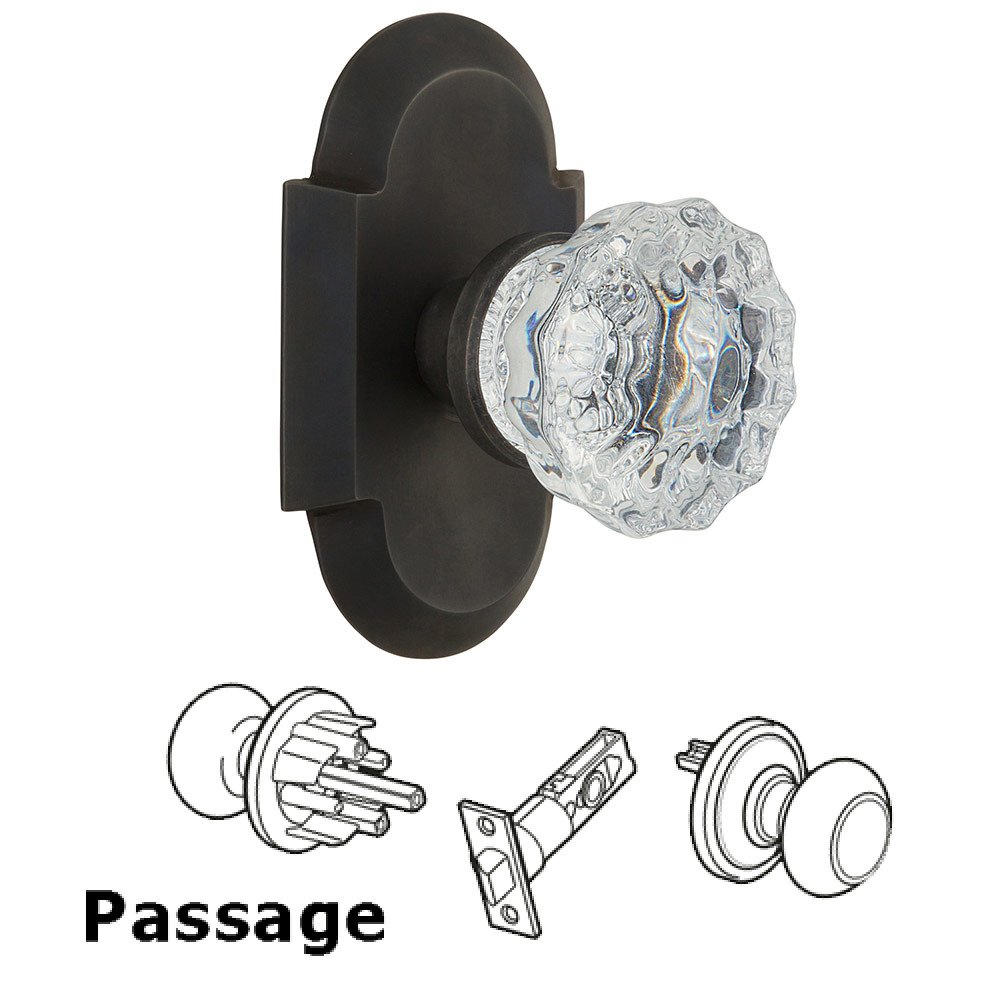 Passage Cottage Plate with Crystal Knob in Oil Rubbed Bronze