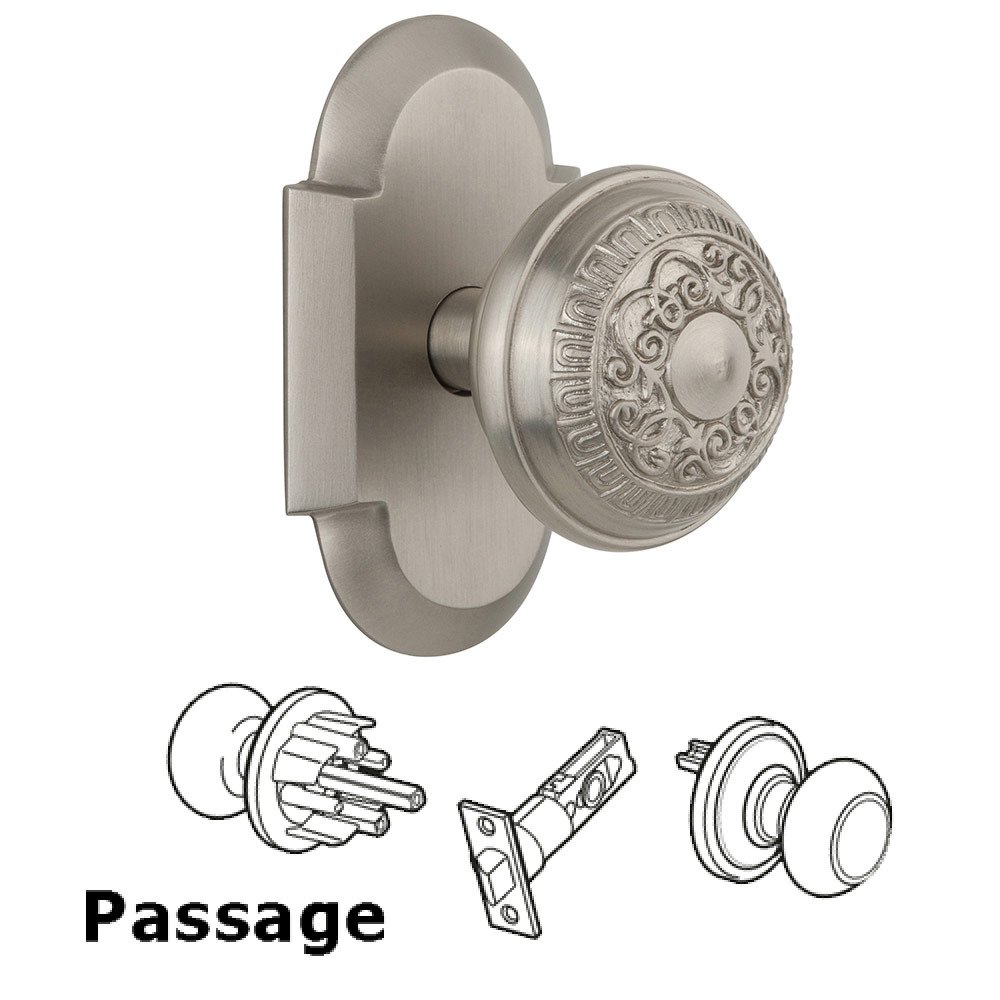 Passage Cottage Plate with Egg and Dart Knob in Satin Nickel