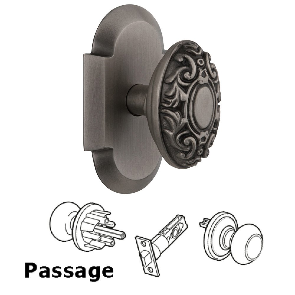 Passage Cottage Plate with Victorian Knob in Antique Pewter