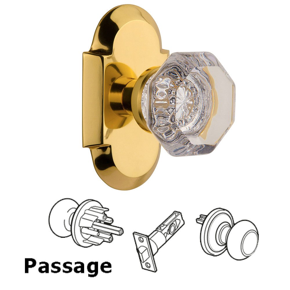 Passage Cottage Plate with Waldorf Knob in Polished Brass