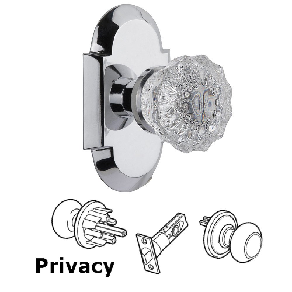 Privacy Cottage Plate with Crystal Knob in Bright Chrome