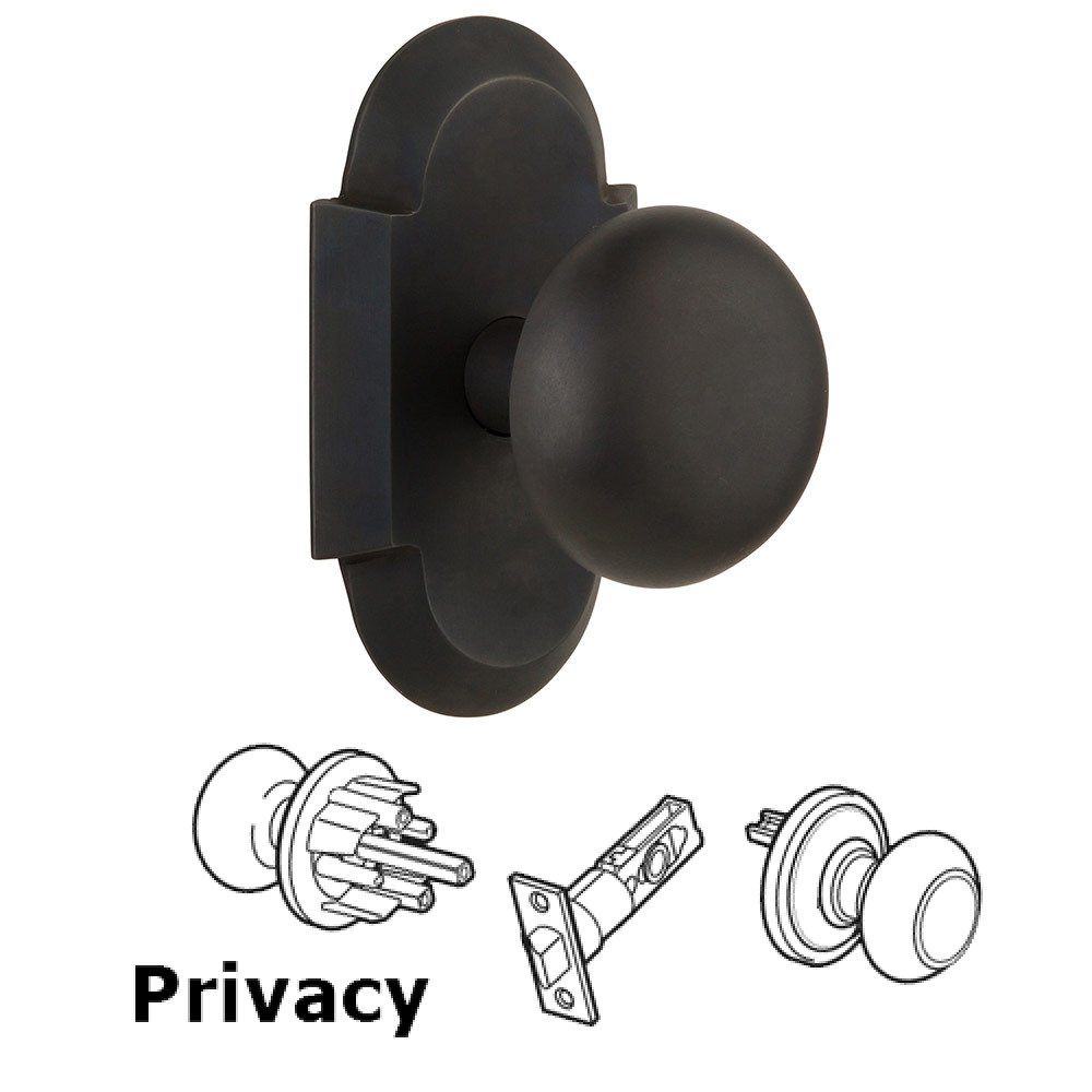 Privacy Cottage Plate with New York Knob in Oil Rubbed Bronze