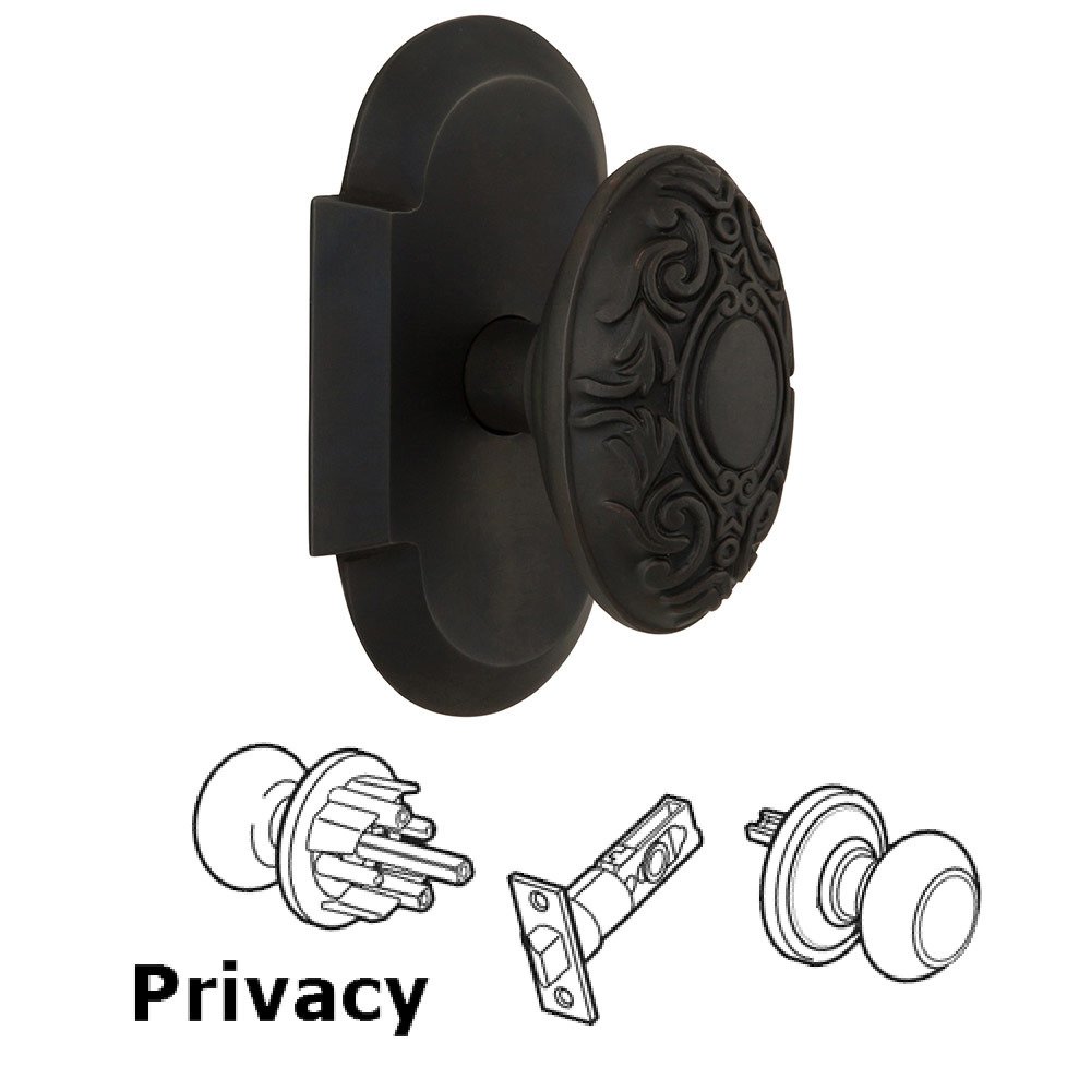 Privacy Cottage Plate with Victorian Knob in Oil Rubbed Bronze