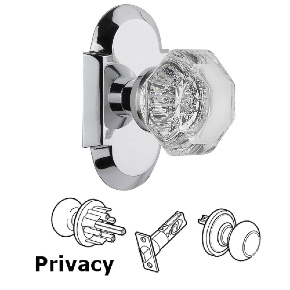 Privacy Cottage Plate with Waldorf Knob in Bright Chrome