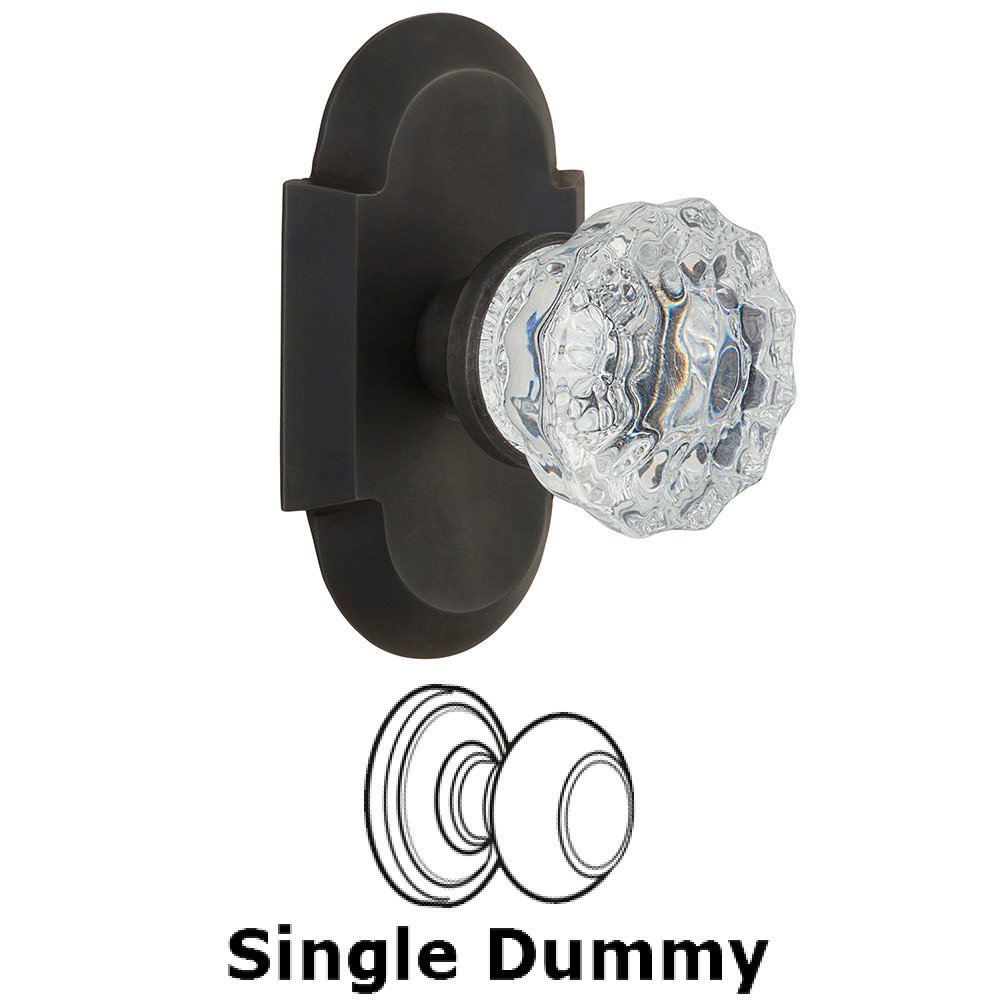Single Dummy Cottage Plate with Crystal Knob in Oil Rubbed Bronze