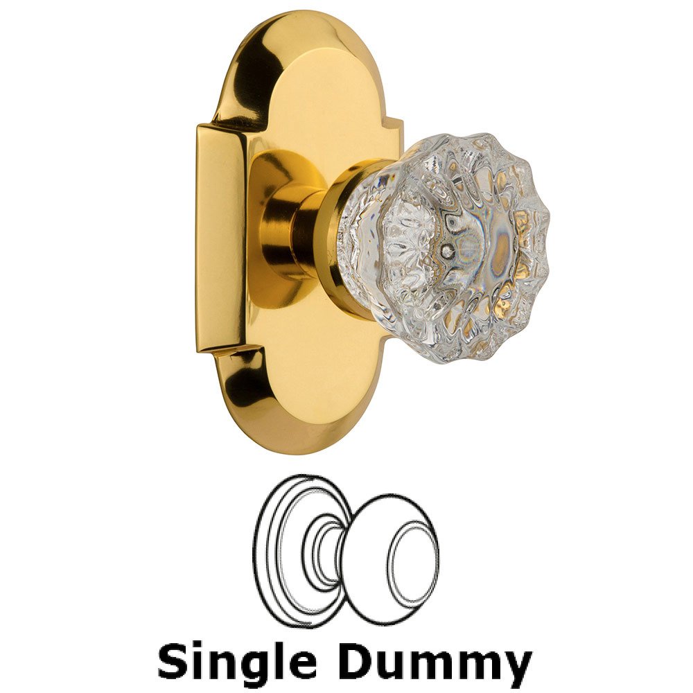 Single Dummy Cottage Plate with Crystal Knob in Polished Brass