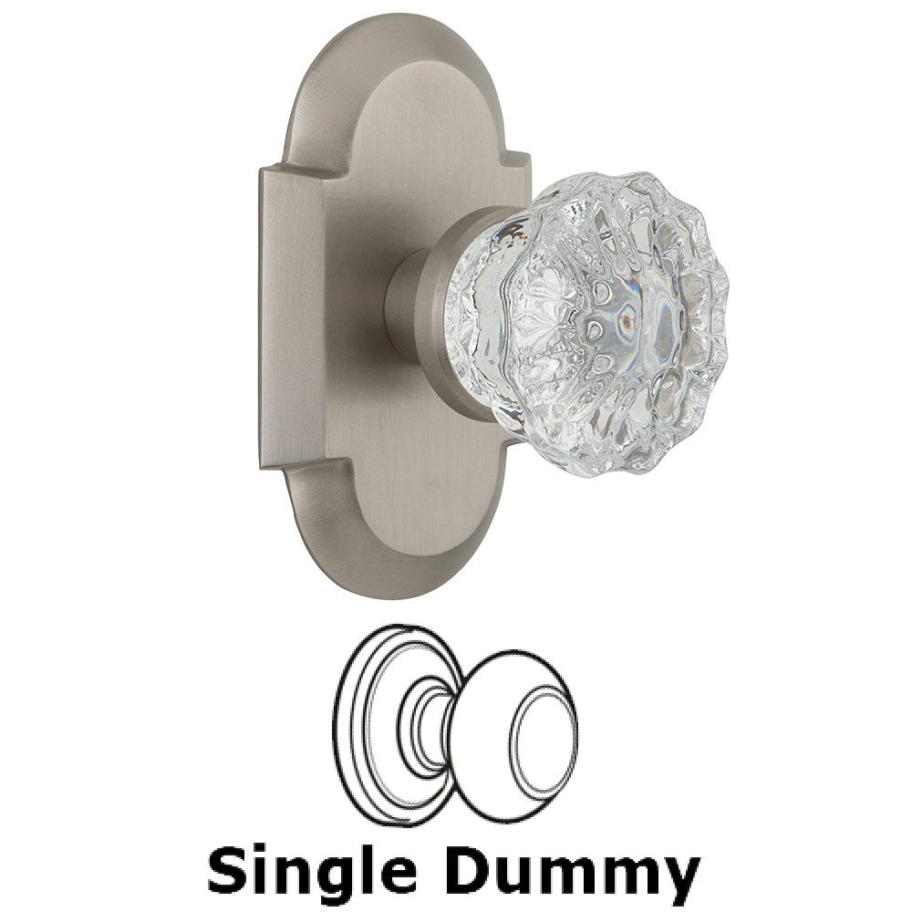 Single Dummy Cottage Plate with Crystal Knob in Satin Nickel