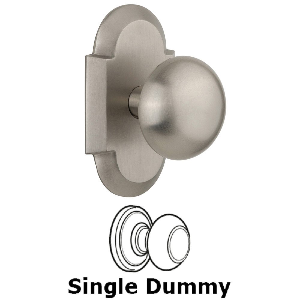 Single Dummy Cottage Plate with New York Knob in Satin Nickel