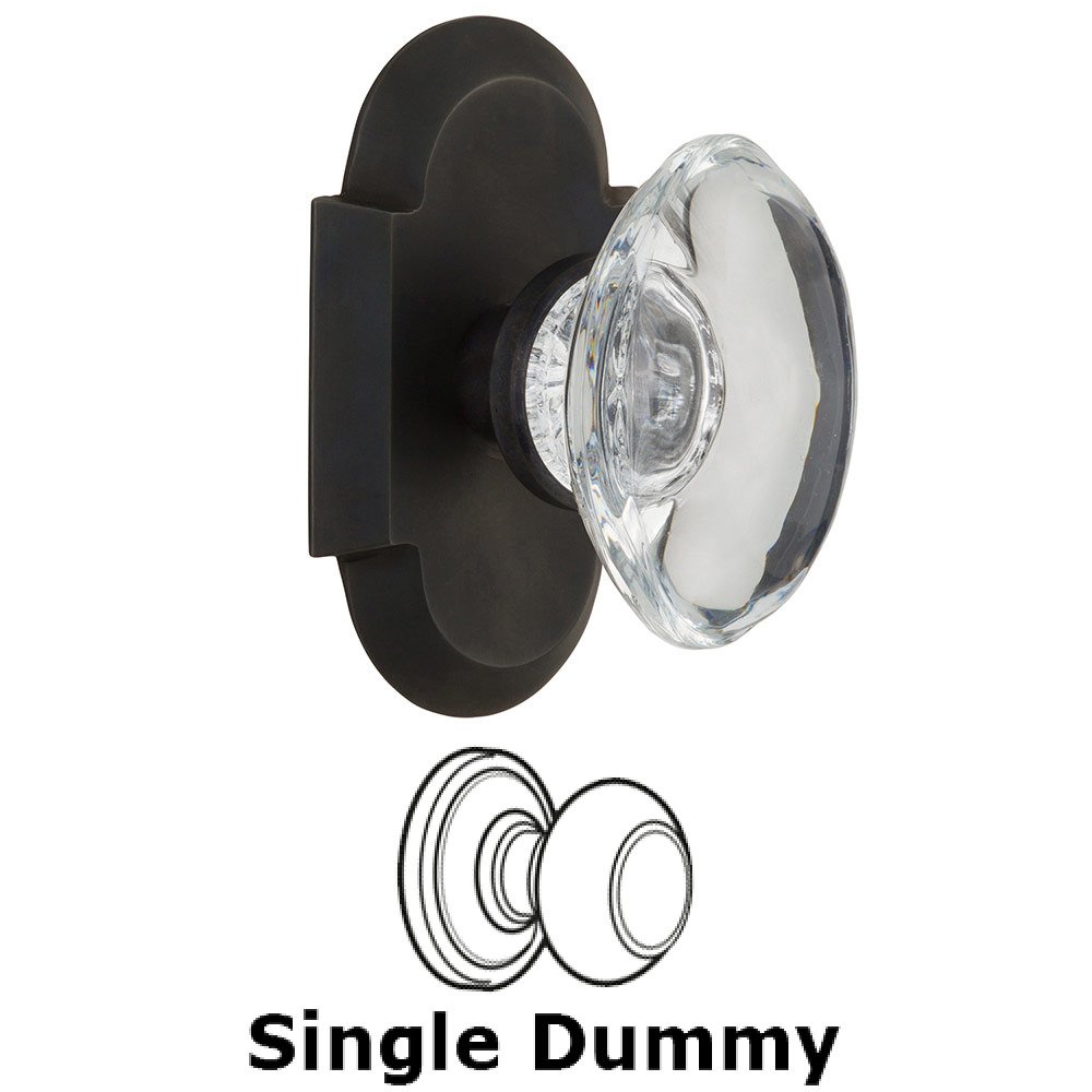Single Dummy Cottage Plate with Oval Clear Crystal Knob in Oil Rubbed Bronze