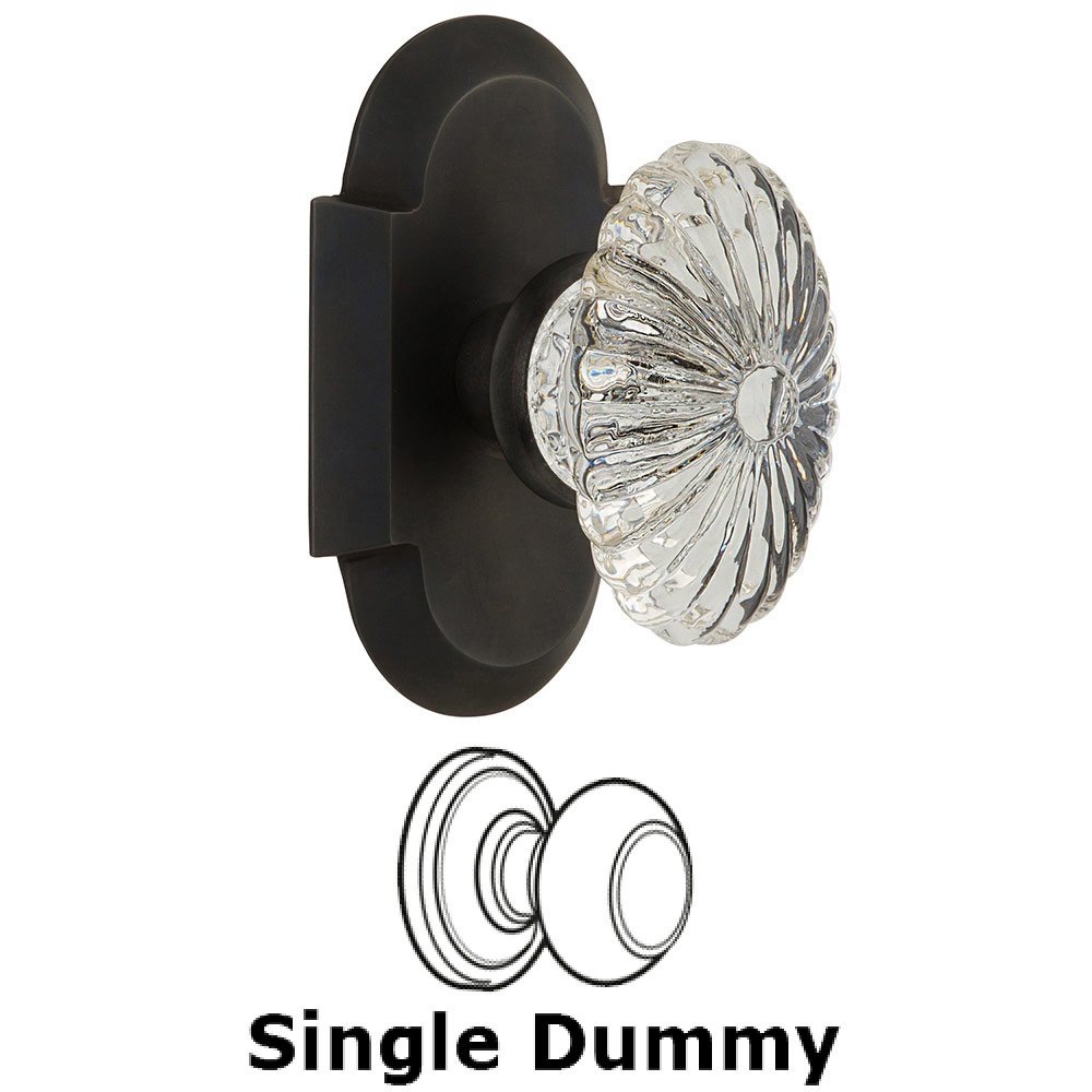 Single Dummy Cottage Plate with Oval Fluted Crystal Knob in Oil Rubbed Bronze